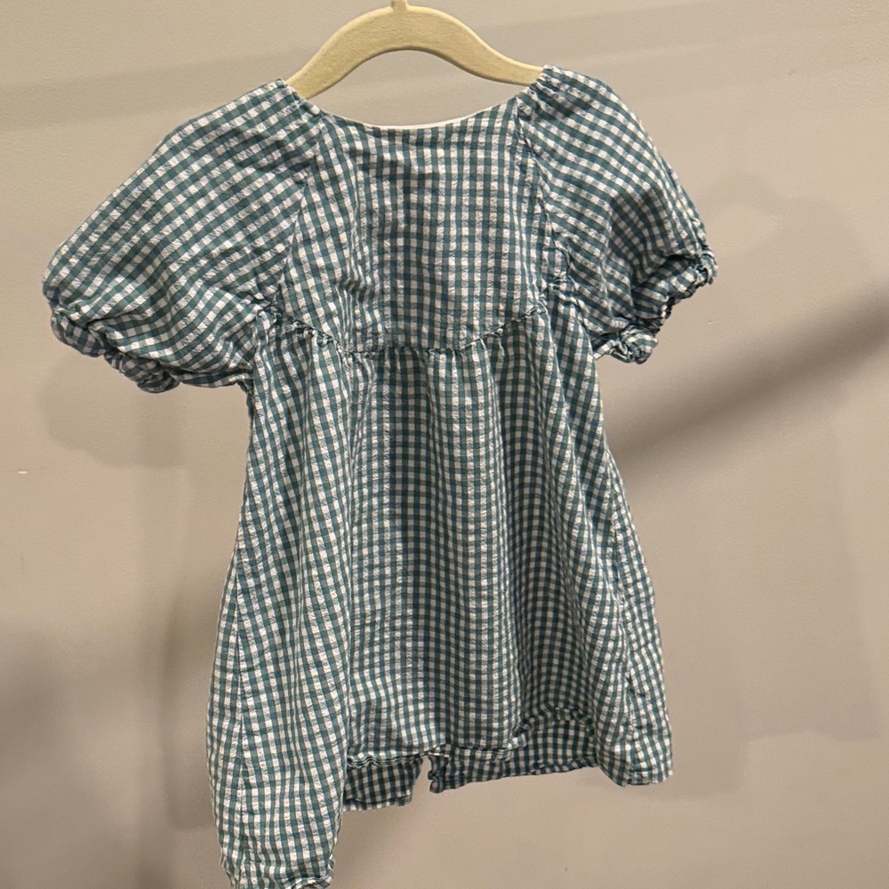 Kids Casual Gingham Dress - Green